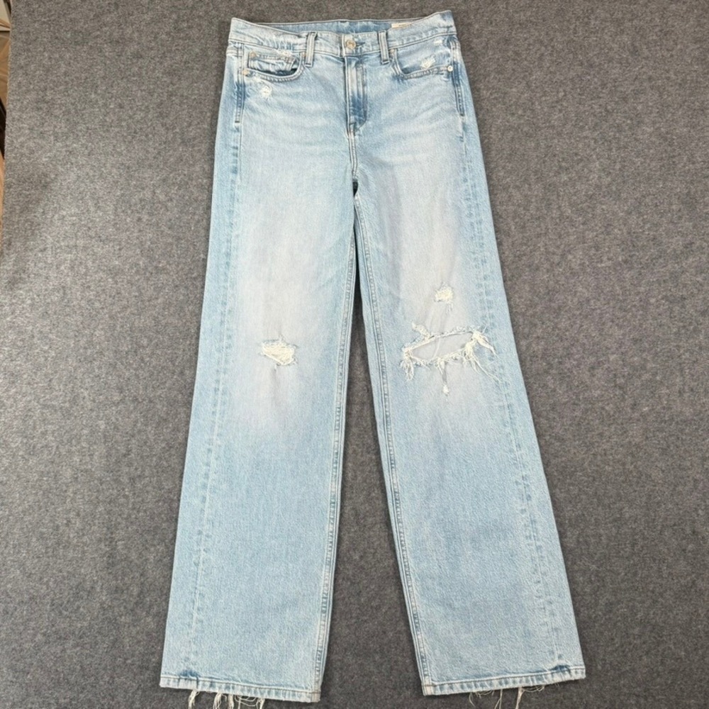 AYR The Secret Sauce Light Wash Distressed Wide Leg Jeans Size 29 Made in LA